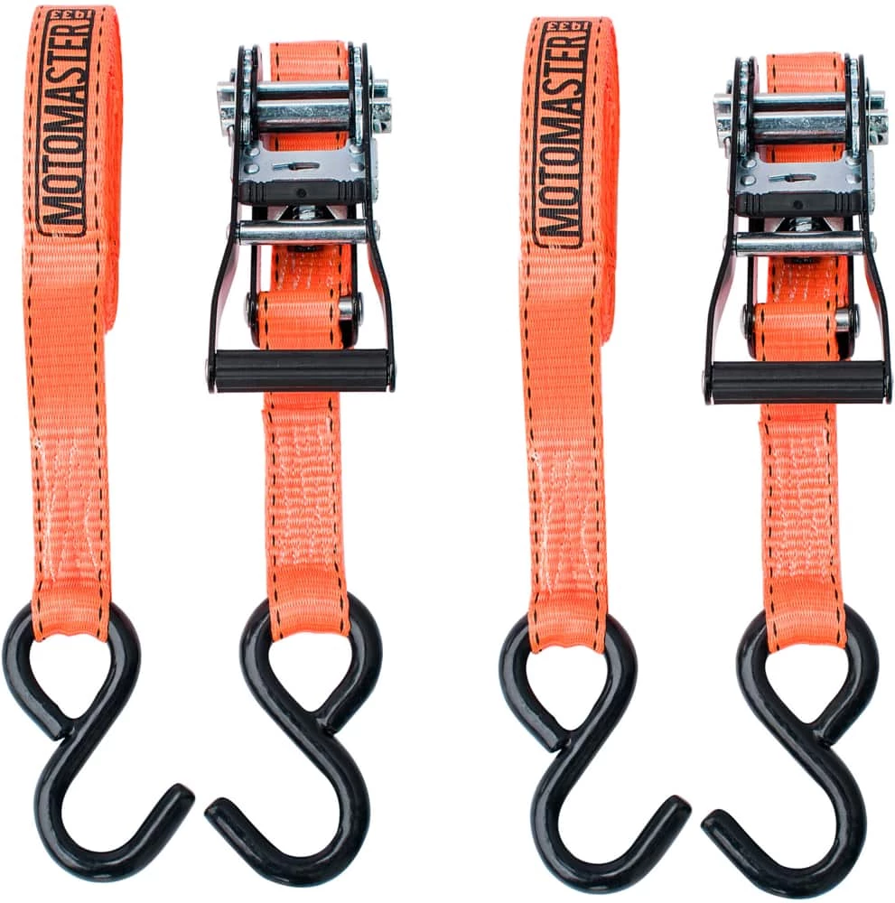 MotoMaster 3,000-lb Heavy Duty Ratchet Tie Down Strap, Non-Padded, 1-in X 10-ft, 2-pk 2 MotoMaster 3,000-lb Heavy Duty Ratchet Tie Down Strap, Non-Padded, 1-in X 10-ft, 2-pk - Image 2