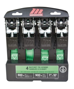 MotoMaster 900-lb Ratchet Tie Down Straps, Non-Padded, 1-in X 10-ft, 4-pk -Cheap MotoMaster Store 10ft 900lb non padded ratchet tie downs 4pk 597a57af b8a1 48b7 8981 2a476489c212