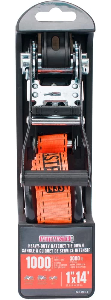 MotoMaster 3,000-lb Heavy Duty Ratchet Tie Down Strap, Non-Padded, 1-in X 14-ft 4 MotoMaster 3,000-lb Heavy Duty Ratchet Tie Down Strap, Non-Padded, 1-in X 14-ft - Image 4