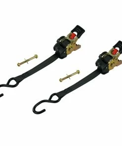 MotoMaster 1,500-lb Retractable Transom Tie Down Strap, 1-in X 6-ft, 2-pk