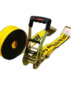 MotoMaster 10,000-lb Commercial Ratchet Tie Down Strap, With Flat Hook, 2-in X 27-ft