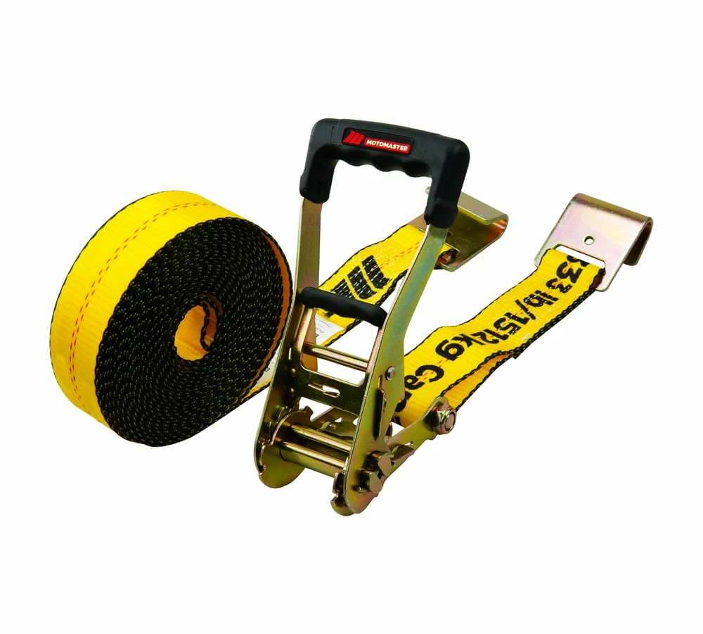 MotoMaster 10,000-lb Commercial Ratchet Tie Down Strap, With Flat Hook, 2-in X 27-ft 1 MotoMaster 10,000-lb Commercial Ratchet Tie Down Strap, With Flat Hook, 2-in X 27-ft