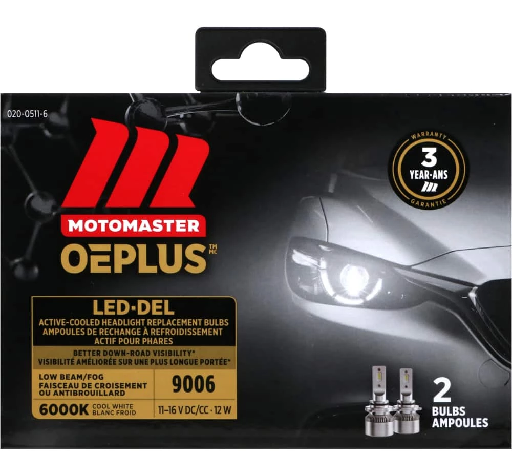 9006 MotoMaster OEPLUS® LED Headlight Bulb, 6000k Cool White Light, 2-pk 1 9006 MotoMaster OEPLUS® LED Headlight Bulb, 6000k Cool White Light, 2-pk