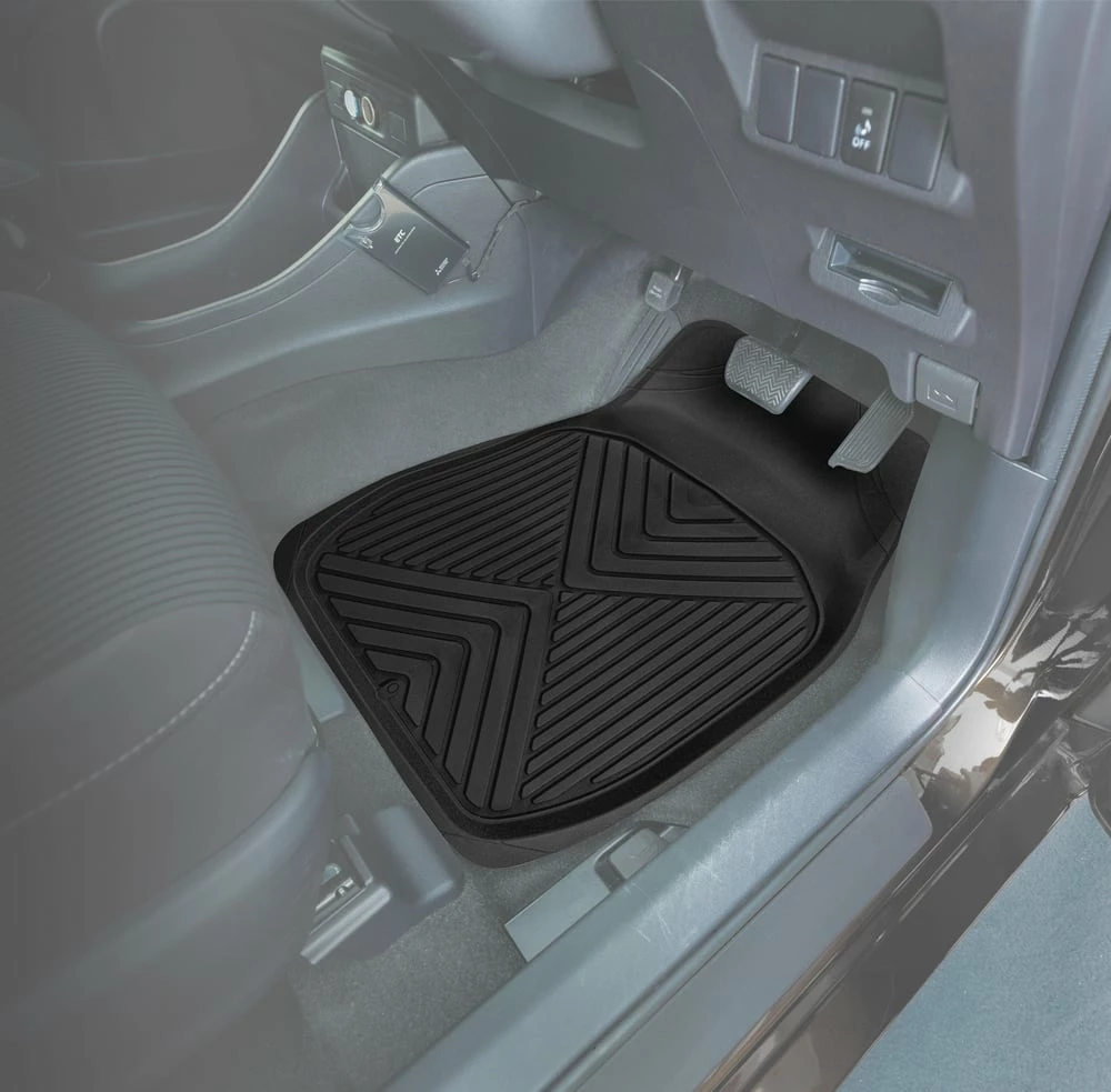 MotoMaster AutoTrends Deep Tray Rubber Car Floor Mat, Black, 4-pk 2 MotoMaster AutoTrends Deep Tray Rubber Car Floor Mat, Black, 4-pk - Image 2