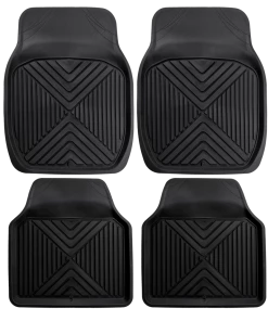 MotoMaster AutoTrends Deep Tray Rubber Car Floor Mat, Black, 4-pk
