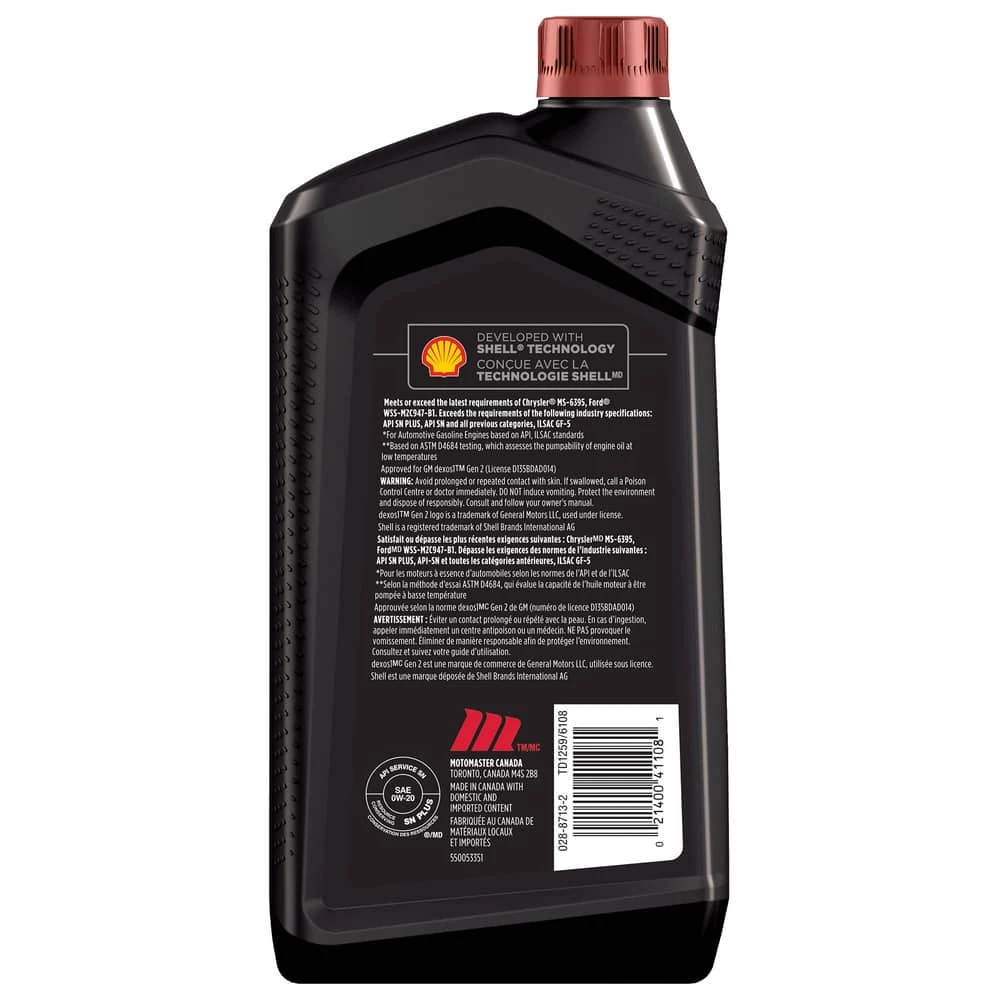 MotoMaster 0W20 Synthetic Engine/Motor Oil, 946-mL 2 MotoMaster 0W20 Synthetic Engine/Motor Oil, 946-mL - Image 2
