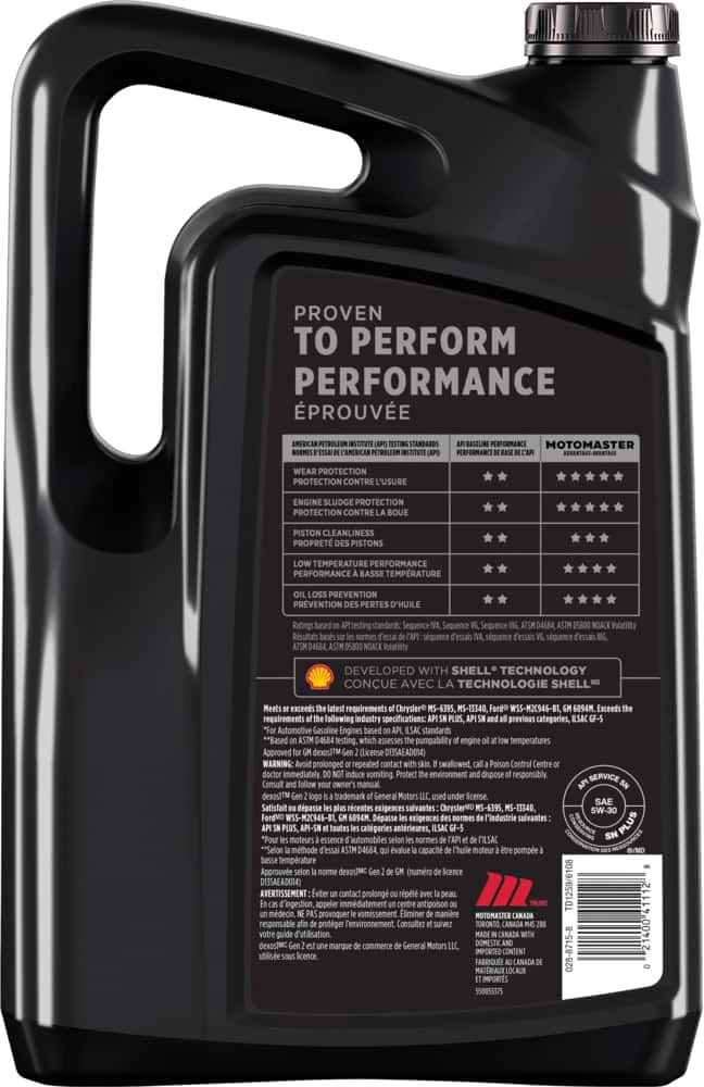 MotoMaster 5W30 Synthetic Engine/Motor Oil, 5-L 4 MotoMaster 5W30 Synthetic Engine/Motor Oil, 5-L - Image 4