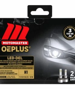 H1 MotoMaster OEPLUS® LED Headlight Bulb, 6000k Cool White Light, 2-pk