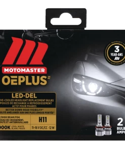 H11 MotoMaster OEPLUS® LED Headlight Bulb, 6000k Cool White Light, 2-pk