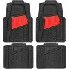 MotoMaster Two-Tone Car Floor Mat, Black & Red, 4-pk