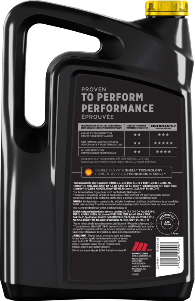 MotoMaster 5W40 Synthetic Diesel Engine/Motor Oil, 5-L 4 MotoMaster 5W40 Synthetic Diesel Engine/Motor Oil, 5-L - Image 4