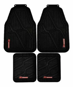 MotoMaster Natural Rubber All Season Small Tread Car Floor Mat Set, Black, 4-pk