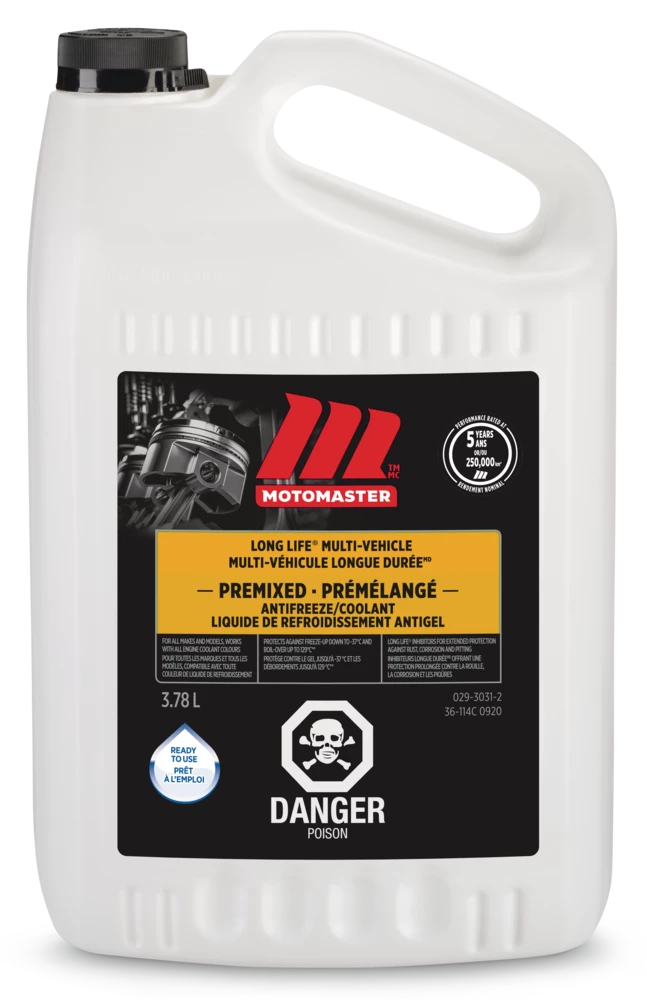 MotoMaster Long-Life Global 50/50 Premixed Anti-Freeze/Coolant, 3.78-L 1 MotoMaster Long-Life Global 50/50 Premixed Anti-Freeze/Coolant, 3.78-L