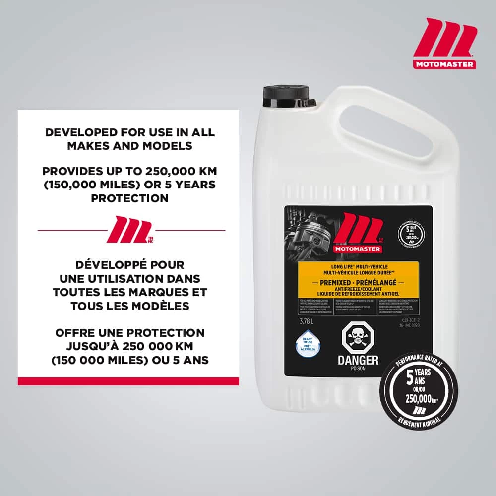 MotoMaster Long-Life Global 50/50 Premixed Anti-Freeze/Coolant, 3.78-L 3 MotoMaster Long-Life Global 50/50 Premixed Anti-Freeze/Coolant, 3.78-L - Image 3