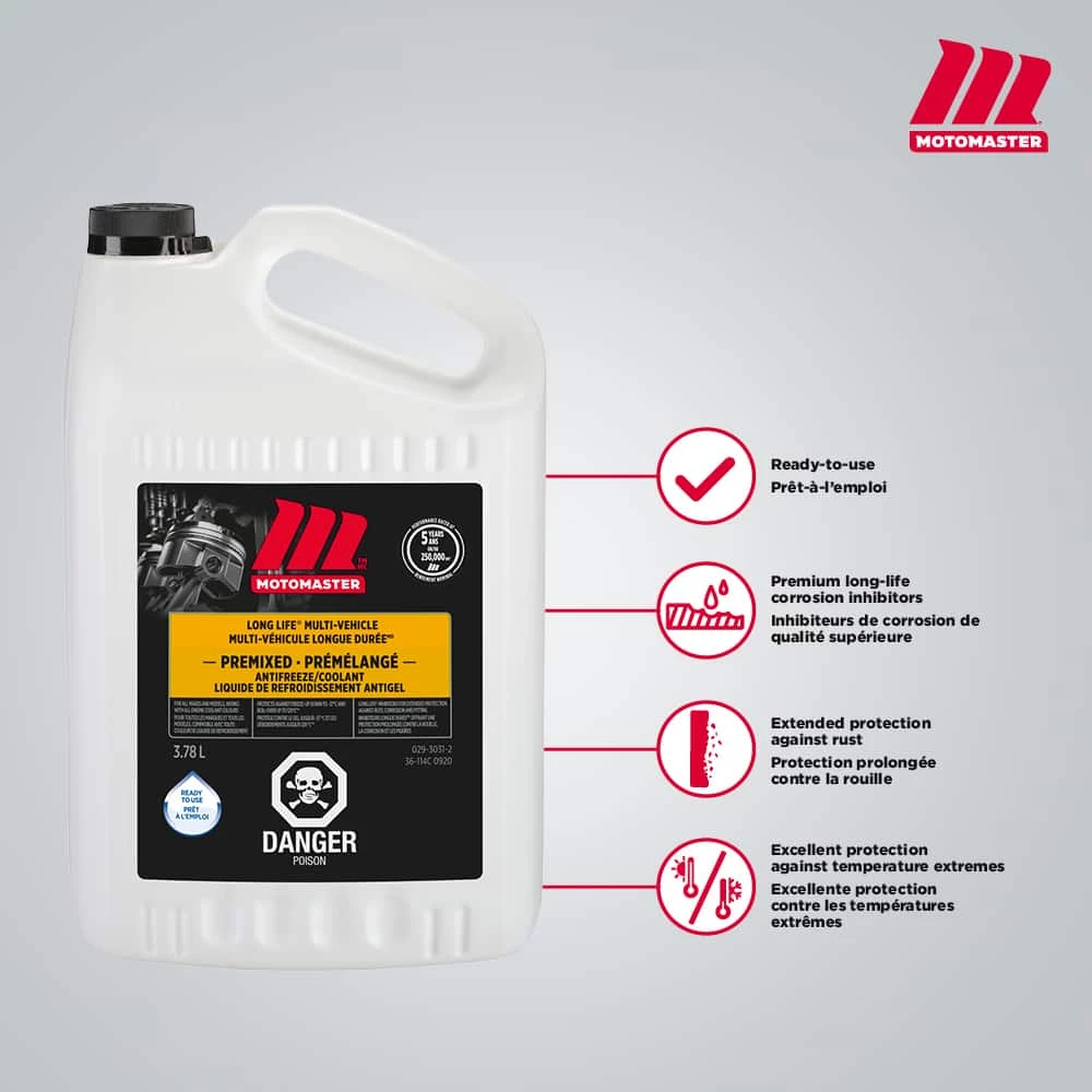 MotoMaster Long-Life Global 50/50 Premixed Anti-Freeze/Coolant, 3.78-L 4 MotoMaster Long-Life Global 50/50 Premixed Anti-Freeze/Coolant, 3.78-L - Image 4
