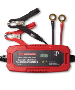 MotoMaster Simple Series Smart Battery Charger/Maintainer, Fully Automatic, 3-Amp, 12V